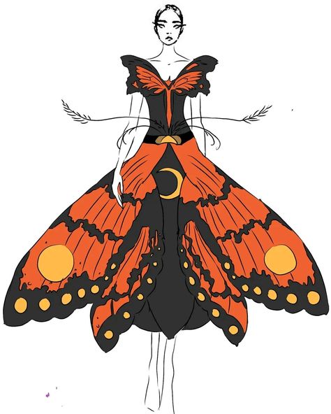 https://instagram.com/scho1aris?igshid=MzNlNGNkZWQ4Mg== Moth Dress, Moth Drawing, Moth Design, Moon Moth, Drawing Clothes, A Dress, Designs To Draw, Moth, Character Design