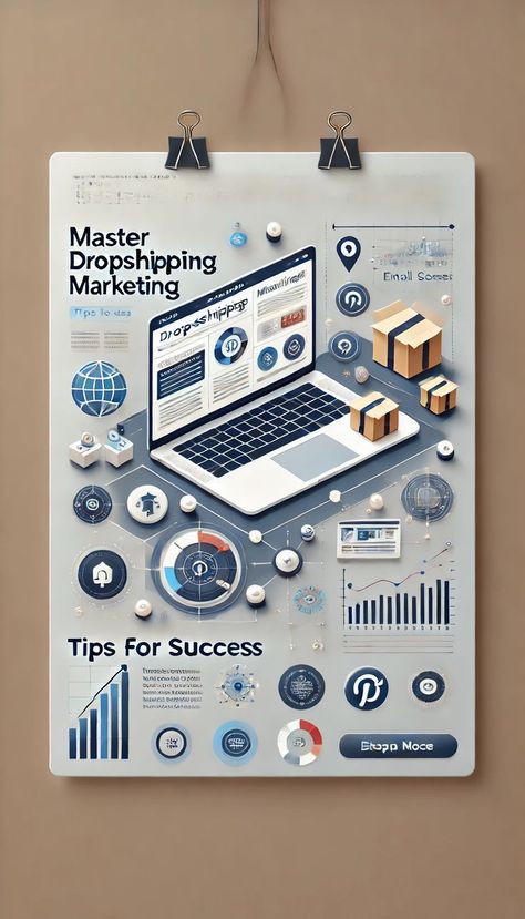 A modern, sleek infographic-style design for a Pinterest Idea Pin about dropshipping marketing. Dropshipping For Beginners, Dropshipping Business, Blog Affiliate Programs, How To Drive, Email List Building, Tips For Success, Affiliate Blogging, Email Marketing Campaign, Drop Shipping Business