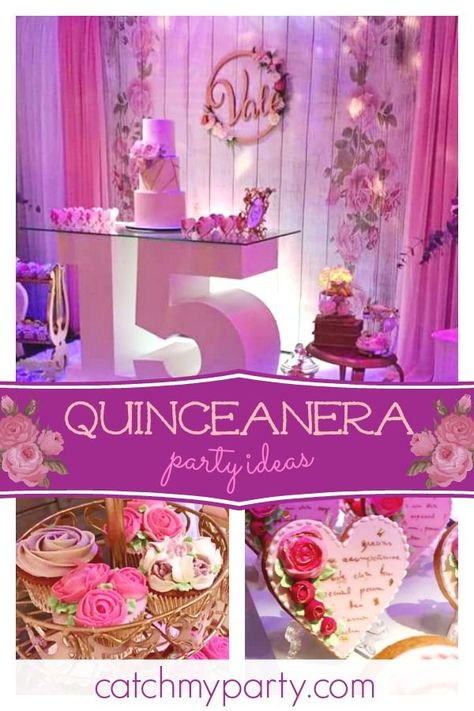 Head Table Sign, Girls Birthday Party Themes, Quinceanera Decorations, Rustic Party, Birthday Party Activities, Quinceanera Party, Rustic Cake, Floral Party, Vintage Party