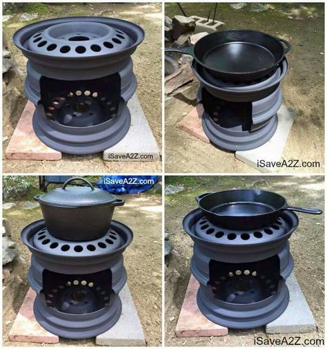 Diy Wood Stove, Outdoor Stove, Cooking Stove, Fire Pit Designs, Rocket Stoves, Diy Fire Pit, Summer Wreaths, Recycled Projects, Backyard Fire