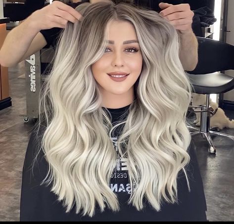 Long Haircuts Before And After, Platinum Blonde Smudge Root, Platinum Root Smudge, Platinum Blonde With Root Smudge, Platinum Blonde With Money Piece, Dark Roots Blonde Hair Balayage Platinum, Ash Blonde Root Smudge, Platinum Ombre Hair, Blonde Balayage With Shadow Root