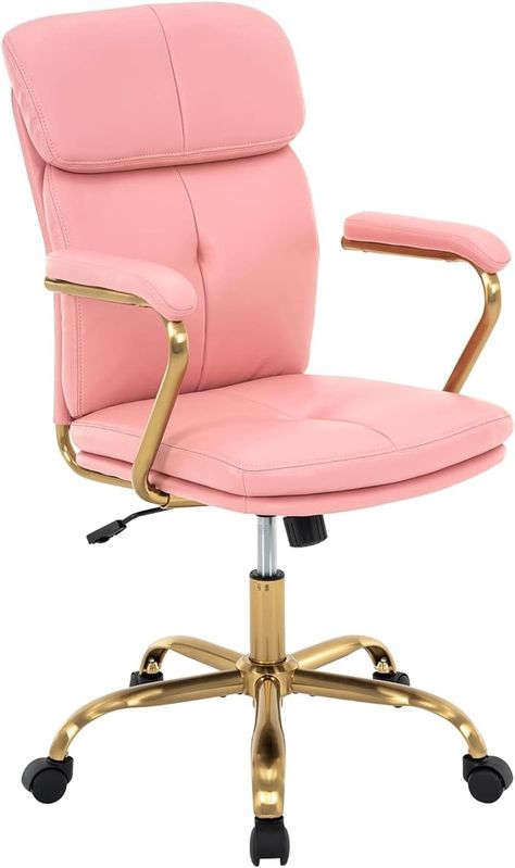 Amazon.com: MFD LIVING Home Office Chair, Modern Upholstered Mid-Back PU Leather Task Desk Chair with Arms, Adjustable Rocking Swivel Computer Chair with Wheels (Pink) : Home & Kitchen Office Chair Modern, Desk Chair Comfy, Adjustable Computer Desk, Ergonomic Desk Chair, Home Office Chair, Computer Desk Chair, Modern Office Chair, Leather Office Chair, Mesh Office Chair