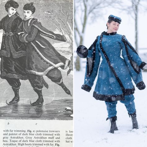 Edwardian Winter Coat, 1900’s Fashion, Skating Outfit, Steampunk Christmas, Victorian Era Fashion, 19th Century Fashion, Evolution Of Fashion, Skating Outfits, Fantasy Gowns