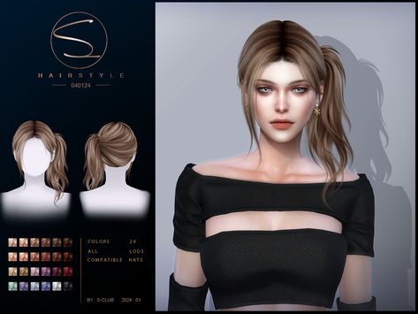 The Sims Resource - One-sided ponytail hairstyle 04012024 Sims4 Cc Hair Ponytail, Sims 4 Side Ponytail, Sims 4 Cc Ponytail, Mod Hair, Long Hair Ponytail, Pelo Sims, Ponytail Hairstyle, Side Ponytail, Braid Hairstyle