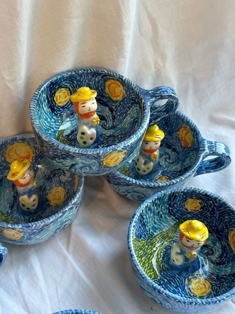 VanGogh Loving Vincent, Van Gogh Gifts, Diy Air Dry Clay, Clay Cup, Wheel Throwing, Pottery Crafts, Ceramics Ideas Pottery, Vincent Van, Cute Mugs