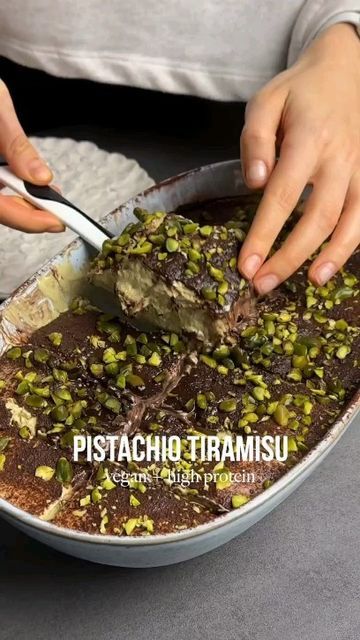 Healthy | Vegan | Recipe on Instagram: "PISTACHIO TIRAMISU - vegan & high protein By @oatmealmeanslove Ingredients: 150g pistachio butter 100g maple syrup pinch of salt 800g (2 packets) silken tofu 50ml almond milk Freshly brewed coffee ladyfingers Toppings: Cocoa powder Chopped pistachios 1. Blend the pistachio butter with the maple syrup & pinch of salt to make a pistachio cream. Add the silken tofu and milk & blend again until smooth. Taste to see if the sweetness fits & set aside. 2. Pistachio Butter Toast, Vegan Pistachio Tiramisu, Pistachio Tiramisu, Tiramisu Vegan, Pistachio Coffee, Vegan High Protein, Vegan Tiramisu, Pistachio Butter, Pistachio Cream