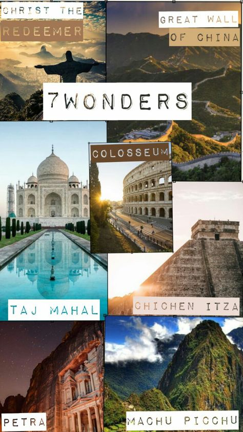 The World Aesthetic, 7 Wonders Of The World, World Aesthetic, 7 Wonders, Chichen Itza, Machu Picchu, Travel Dreams, Wonders Of The World, Taj Mahal