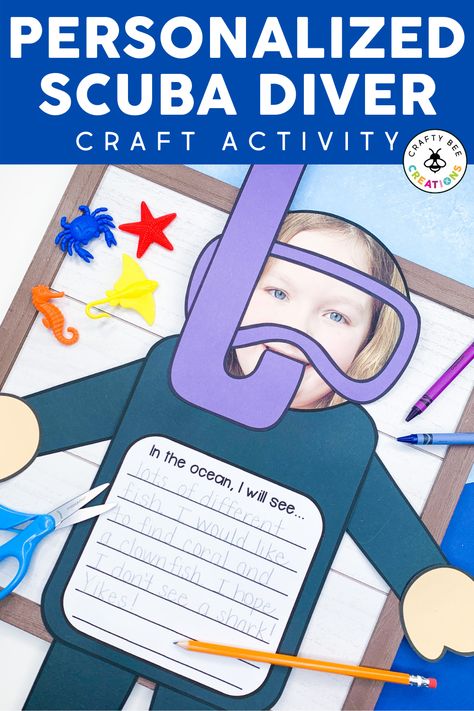 Scuba Diver Craft, Sea Bulletin Board, Craft For Summer, Ocean Habitat, Ocean Theme Classroom, Fun Summer Crafts, Ocean Unit, Activity Worksheet, Stem Activity