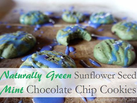 Naturally Green Sunflower Seed Mint Chocolate Chip Cookies Ice Cream Dessert Recipe, Green Sunflower, Mint Chocolate Chip Cookies, Blue Icing, Ice Cream Cookie Sandwich, Mint Chocolate Chip, Mint Cookies, Green Mint, The Sunflower