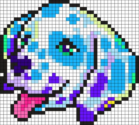 Lisa Frank Spotty And Dotty Rainbow Watercolor Dalmation 1 Perler Bead Pattern / Bead Sprite Cross Stitch Lisa Frank, Lisa Frank Alpha Pattern, Lisa Frank Perler Beads, Galaxy Perler Bead Patterns, Lisa Frank Pixel Art, Lisa Frank Crochet, Lisa Frank Cross Stitch, Lisa Frank Perler Bead Patterns, Lisa Frank Perler