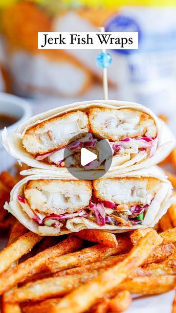 Meg’s Escapades on Instagram: "JERK FISH WRAPS 🐠☀️ These wraps are perfect for a delicious, easy, and satisfying lunch or dinner!  I’ve partnered with @gortonsseafood to create this fun, light and flavorful recipe.  @gortonsseafood saves so much time in the kitchen, so you can enjoy the summer soaking up the sun #GortonsAmbassador   INGREDIENTS: 1 bag @gortonsseafood Potato Crunch Fish Fillets Wraps  SLAW 2 cups bagged slaw mix 2 tsp fresh lime juice 1 tbsp mayo  JERK SAUCE 3 green onions, chopped 2 garlic cloves, chopped 1 tsp fresh thyme 2 tbsp soy sauce 2 tbsp avocado oil 1 scotch bonnet (Very spicy, so  this is optional according to your heat preference. I use 1 serrano pepper) 1 date 1 tbsp apple cider vinegar 1/2 tsp pepper 1/2 tsp all spice 1/2 tsp nutmeg 1/2 tsp cinnamon 1 tbsp gi Fish Slaw, Fish Wraps, Jerk Fish, Recipes Wraps, Jerk Sauce, All Spice, Fish Wrap, Fish Fillets, Serrano Pepper