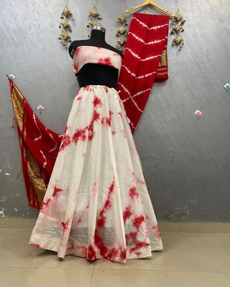 *LEHENGA* *we Launching most demanding chaniya choli* *❤‍🔥Lehnga Pure Muslin cotton With fusing paper & lehriya shibori print umbrella Flair lehnga with lining or Can-Can & canvas original gotta border nd string* *💖length :- 40-42"* *💖Waist :- 40-42"* *❤‍🔥Duptta: modal Silk Both side Lagdi patta with Lehriya Sibori print With 2.5+ mtr cut💞* *💞Blouse :: *Muslin cotton with Lehriya shibori print* WhatsApp 6377811829 Print Lehenga, Photography Mobile, Shibori Print, Indian Lehenga, Wedding Lehenga, Chaniya Choli, Indian Designer, Indian Designer Wear, Muslin Cotton