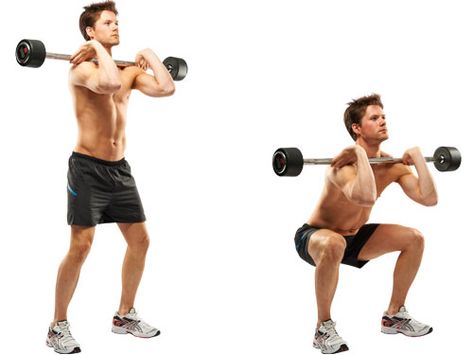 Triceps and Legs Workout - The difference between Front Barbell Squats and Back Barbell Squats Squad Exercise, Barbell Circuit, Barbell Complex Workouts, Squad Workout, Kettle Bell Workout Men, Squat Variations, Hour Workout, Barbell Squat, Bodybuilding Workout Plan