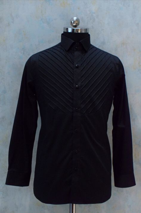 black pintex tuxedo shirt for men's for cocktail parties designed by Vestidoz by Renu-Ka-Shivam Pintex Shirt, Black Tuxedo Shirt, Black Outfit Men, Mens Dress Shirts, Indian Men Fashion, Tuxedo Shirt, Design Shirts, Dress Suits For Men, Shirt Designs For Men