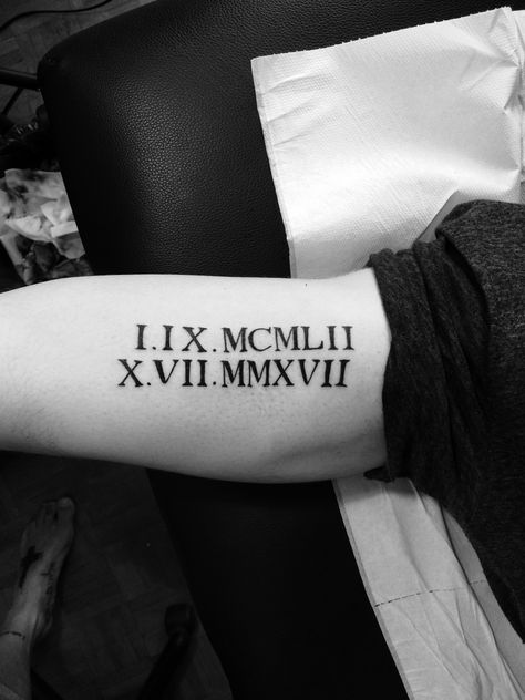 Roman numerals tattoo Numbers Tattoo Designs, Tattoo Fonts Calligraphy, Roman Numerals Tattoo, Numerals Tattoo, Numbers Tattoo, Font Tato, Matching Tats, Cute Couple Tattoos, Roman Numeral Tattoos