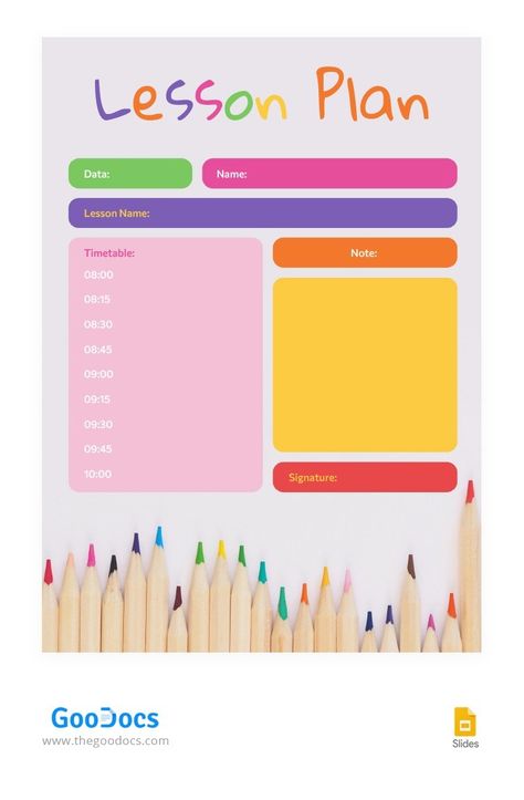 Free Colorful Lesson Plan Template In Google Slides Free Lesson Plan Template Editable, Google Drawing, Editable Lesson Plan Template, Lesson Plan Template Free, Lesson Plan Template, Free Lesson Plans, Data Processing, Drawing Templates, Plan Template