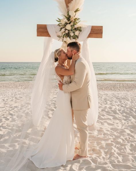 Forever & for always begins with the perfect beach wedding 💙💍 Best wishes to Mr. & Mrs. Murphy! #qualityshoppebride #weddingdressinspiration #bridalinspiration #bridalinspo #bridalgowninspo #weddingdressinspo #weddingdressideas #BridalGownGoals #bridalgowns #weddingdresses #alyceparisgirl #weddingdress #bridalgown #alyceparis #alyceparisbridal #alyceparisbridalgown Summer Wedding Beach, Small Beach Wedding Ideas, Micro Beach Wedding, Beach Wedding Photo Ideas, Wedding Best Wishes, Small Beach Wedding, Beach Wedding Setup, Wedding Pictures Beach, Small Beach Weddings