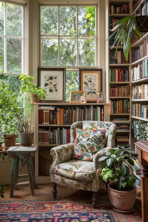 15 Tips for Creating a Cozy Home Library – Everyday Inspo Bright Home Library, Library Corner Living Room, Carpeted Apartment, Staircase Books, Cosy Book Corner, Dream Library Cozy Reading Room, Cozy Home Library Ideas, Cosy Library, Sunroom Library