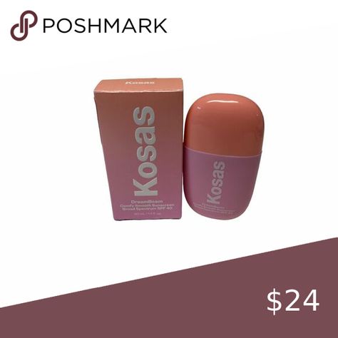 Kosas DreamBeam Comfy Smooth Sunscreen Broad Spectrum SPF 40 Exp: 6/25 Kosas Dreambeam, Zinc Oxide, Mineral Sunscreen, Broad Spectrum Sunscreen, Makeup Base, Peachy Pink, Color Free, Mineral Oil, Open Box