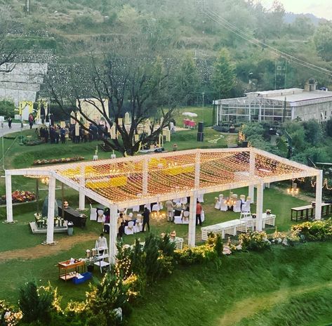 Open Pandal Decoration, Wedding Alcohol Bar, Pandal Decoration, Purple Swag, Wedding Bar Decor, Marriage Hall, Rooftop Restaurant Design, Wedding Alcohol, Tent Wedding Reception