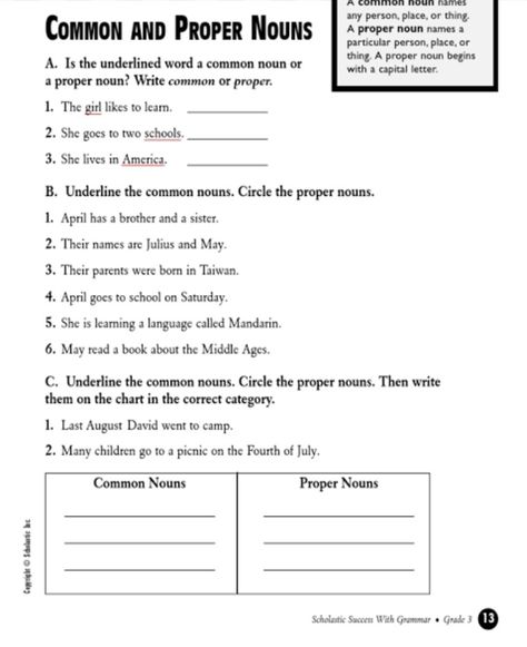 Common Nouns And Proper Nouns, Common Nouns Worksheet, Collective Nouns Worksheet, Common Noun, Proper Nouns Worksheet, Worksheet For Class 2, Phonics Reading Passages, Common And Proper Nouns, Summer Worksheets