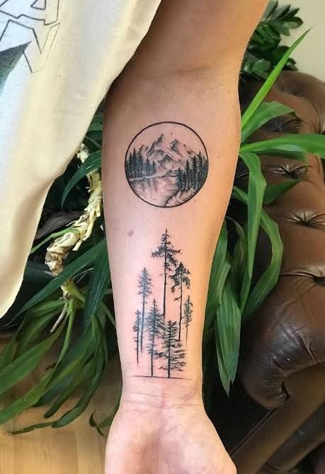 Forest Tattoo Arm, Nature Tattoo Sleeve Women, Forest Tattoo Sleeve, Bison Tattoo, Wilderness Tattoo, Pnw Tattoo, Animal Tattoos For Men, Forest Tattoo, Scene Tattoo