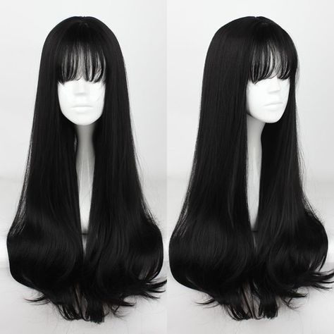 Black Wigs, Wig Black, Wavy Bob, Kawaii Hairstyles, Trending Hairstyles, Long Wigs, Curly Wigs, Lace Wig, Aesthetic Hair