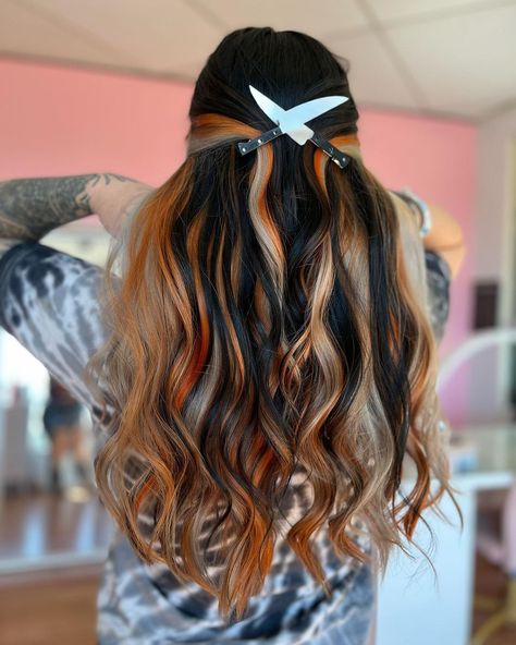 Calico Hair Designs: Bringing Cat-Inspired Color to Your Style — Thrive In Style Calico Colored Hair, Calico Cat Hair Color Curly, Calico Hair Blonde, Brown Calico Hair, Pink Calico Hair, Calico Hair On Curly Hair, Calico Hair Dye, Calico Cat Hair Color, Subtle Calico Hair