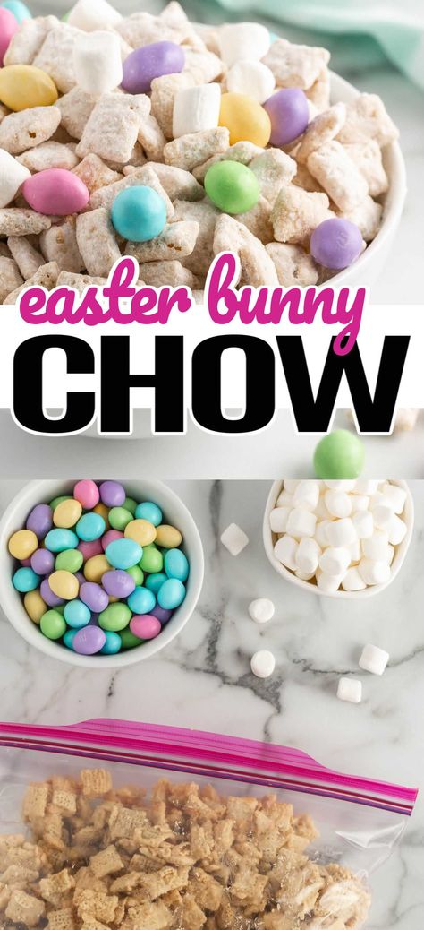 Easter Puppy Chow, Easter Muddy Buddies, Puppy Chow Chex Mix Recipe, Salty Desserts, Muddy Buddies Recipe, Easter Food Appetizers, Bunny Chow, Dessert Oreo, Puppy Chow Recipes