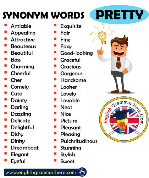 Synonym Words – PRETTY, English Vocabulary Amiable Appealing Attractive Beauteous Beautiful Boss Charming Cheerful Cher Comely Cute Dainty Darling Dazzling Stylish Words In English, Other Words For For Example, Types Of Phrases In English, Very Good Synonyms, Advanced English Synonyms, Very Important Synonyms, Informal Words, Antonyms Words List, English Vocabulary List