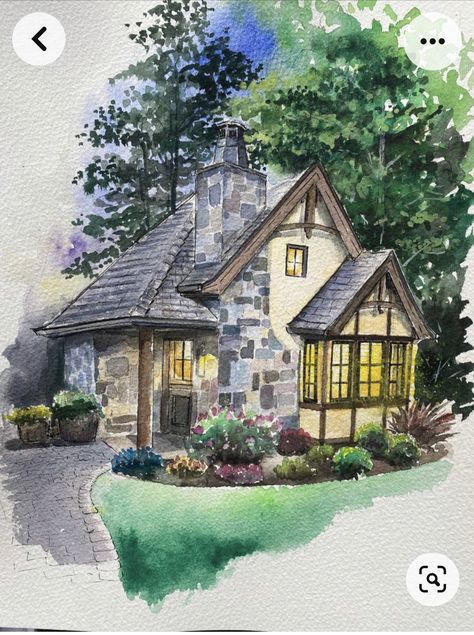 Watercolour House Painting, Watercolour House, House Portrait Painting, Watercolor House Painting, Watercolor Scenery, Watercolor House Portrait, Watercolor Paintings Nature, Custom House Portrait, Watercolor Architecture