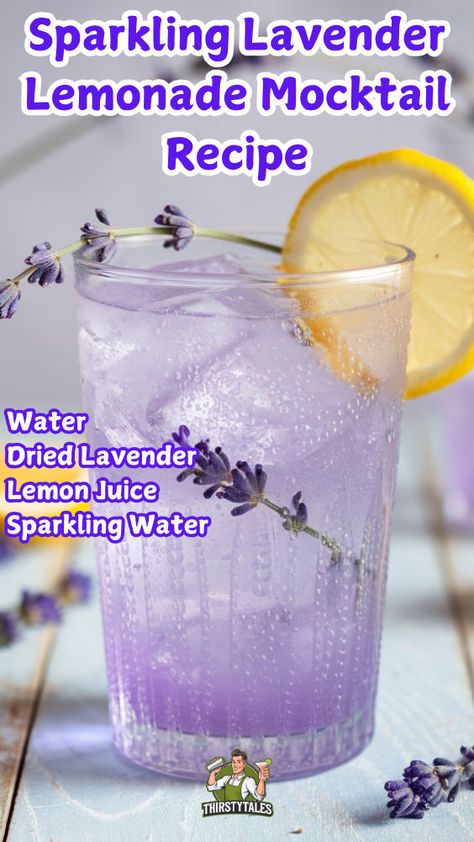 "Refresh your summer with this Sparkling Lavender Lemonade Mocktail Recipe! Perfect for hot days, this delightful drink combines the soothing flavor of lavender with zesty lemonade, creating a refreshing non-alcoholic beverage. Ideal for gatherings, this floral cocktail is a standout among mocktail recipes and sparkling drinks. Enjoy this vibrant and aromatic summer refreshment at your next outdoor event!" Lemonade Mocktail Recipe, Sparkling Lavender Lemonade, Classic Lemonade Recipe, Lavender Drink, Easy Mocktail Recipes, Alcohol Free Drinks, Mocktail Recipes, Cocktails To Try, Lavender Lemonade