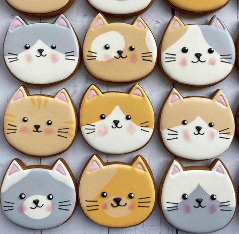 Biscuit Decoration, Pink Cake Pops, Cat Themed Parties, Holiday Cookies Christmas, Cat Cookies, Royal Iced Cookies, Sugar Cookie Royal Icing, Cat Cake, Animal Cookies