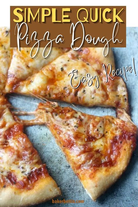 Fast Pizza Dough, Simple Pizza Dough Recipe, Quick Easy Pizza Dough, Simple Pizza Dough, No Rise Pizza Dough, Pizza Dough Recipe Quick, Homemade Pizza Night, Quick Pizza Dough, Baker Bettie