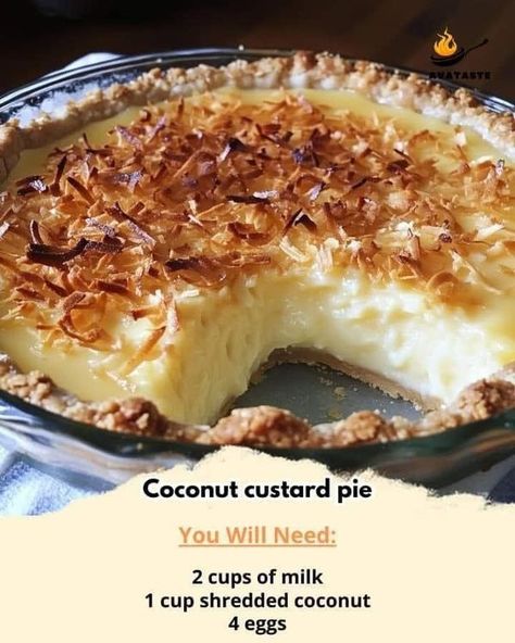 Anna Olson-Lovers🍰👩🏻‍🍳🍫 | Coconut Custard Pie 🥥 | Facebook Coconut Custard Pie Recipe, Custard Pie Recipe, Tropical Desserts, Dessert Pie Recipes, Coconut Custard Pie, Coconut Pie, Coconut Custard, Brownie Desserts, Pot Luck