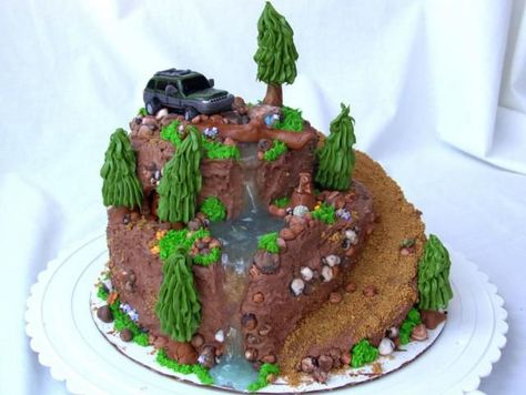 Jeep Birthday Cake, Jeep Birthday, Mountain Bike Cake, Jeep Cake, Skateboard Cake, Bicycle Cake, Surf Cake, Wilton Fondant, Lumberjack Cake