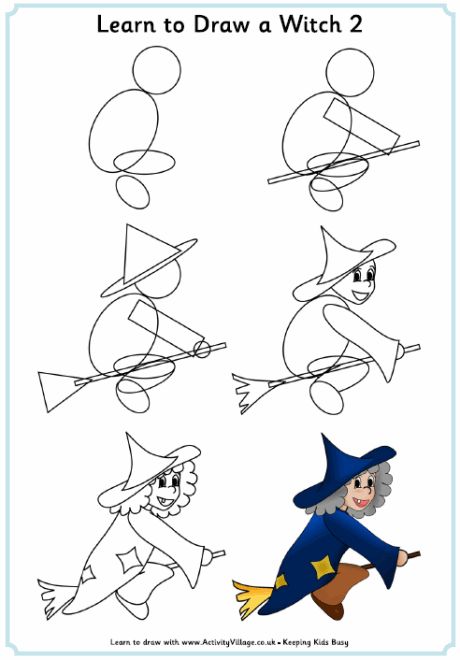 Learn to draw a witch tutorial Halloween Drawings Ideas Easy, Draw A Witch, Halloween Drawings Ideas, Drawings Ideas Easy, Trin For Trin Tegning, Easy Halloween Drawings, Draw Halloween, Witch Drawing, Image Halloween