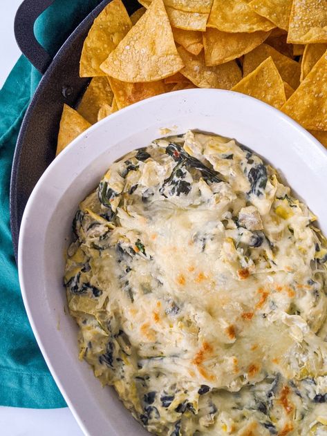 Spinach Artichoke Dip 1 WW SP per serving | DwardCooks Hot Spinach Dip Recipe, Homemade French Onion Dip, Hot Spinach Dip, Creamy Dips, Fresh Garden Salad, Spinach Dip Recipe, Best Guacamole Recipe, French Onion Dip, Food Dips