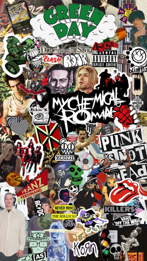 Punk Wallpaper Iphone, 2000s Wallpaper, Punk Wallpaper, Graphic Shirt Design, Rock N Roll Art, Music Aesthetic, Vans Off The Wall, Music Wallpaper, Green Day