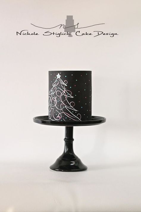 Black Christmas Cake, Chalkboard Cake, Day After Thanksgiving, Single Tier Cake, Cake Decorating For Beginners, Christmas Cake Designs, This Is The Day, Decorating For Christmas, Xmas Cake