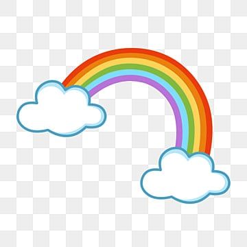 Rainbow With Clouds Printable, Rainbow Cake Topper Printable, Sky Clipart, Topper Kue, Cloud Clipart, Cartoon Fairy, Floating Ornaments, Super Simple Songs, Hand Clipart