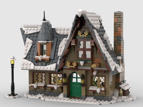 Lego Christmas Village, Lego Winter Village, Lego Village, Lego Winter, Christmas Lodge, Snow House, Lego Christmas, Village Inn, Country Hotel