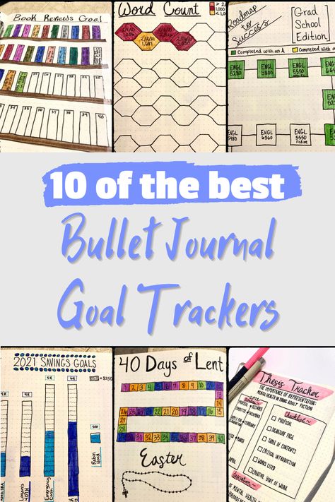 Do you like to keep track of your goals? Here are 10 of my favorite bullet journal spreads for staying motivated and reaching your goals! Goal Tracker Ideas, Bullet Journal Graph, Bullet Journal Tracking, 40 Days Of Lent, Bullet Journal Work, Goal Charts, Goal Tracking, Goals Bullet Journal, School Goals