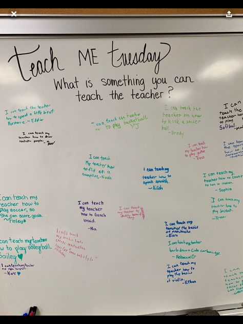 First Day Introduction Activities, Talk About It Tuesday Classroom, Morning Program Ideas, Sixth Grade Classroom Setup, Teacher White Board Ideas High Schools, Tell Me Tuesday Questions, Whiteboard Teacher Ideas, Homeroom Teacher Ideas, Tuesday Classroom Morning Message