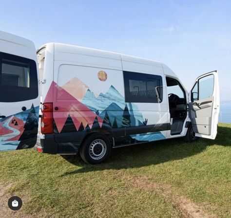 Painted Camper Van, Painted Camper, Rae Of Sunshine, Camper Exterior, Van Stickers, Vans Painted, Camper Decals, Best Campervan, Rv Exterior