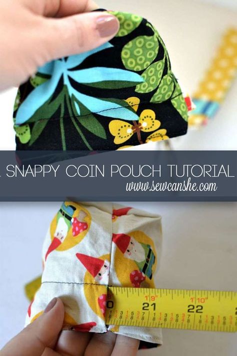 The Snappy Coin Pouch - free tutorial from SewCanShe Snap Bag, Cute Coin Purse, Purse Tutorial, Pouch Tutorial, Free Sewing Patterns, Sewing Tutorials Free, Sewing Purses, Purse Patterns, Fabric Bags