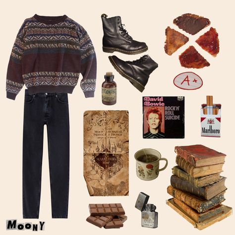 Moony Outfits Aesthetic, Remus Lupin Sweater Aesthetic, Remus Lupin Clothing Aesthetic, Moony Remus Lupin Aesthetic Outfits, Remus Lupin Astethic, Remus Lupin Daughter Aesthetic, Remus Lupin Color Palette, Remus Lupin Outfit Aesthetic Summer, Remus Lupin Core Clothes