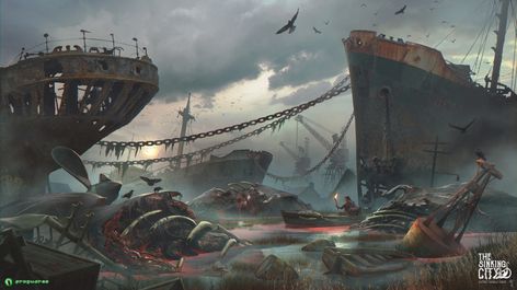 Ship Graveyard, Video Game Backgrounds, Underwater Background, Fallout Concept Art, Lost Lands, Fiction Idea, Blue Skulls, Call Of Cthulhu, Keys Art