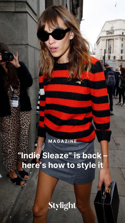 "Indie Sleaze" is making a comeback as the trend cycle shifts from Y2K to the 2010s. This style, described by British Vogue as a mix of '90s grunge and '80s opulence with a hint of eroticism, was popularized by icons like Kate Moss and Alexa Chung. Coined by trend forecaster Mandy Lee on TikTok, Indie Sleaze combines retro flair with a touch of edgy sophistication.  #IndieSleaze #FashionTrend #RetroRevival #2010sStyle #GrungeChic #KateMossStyle #AlexaChung #TikTokTrends #VintageVibes Alexa Chung Festival Style, Gig Outfits Concert What To Wear, Alexa Chung 2010 Street Styles, 2010 Punk Aesthetic, Alexa Chung Indie Sleaze, Indie Sleaze Fall Outfits, Indie Sleaze Hairstyles, Indie Sleaze Style, Twee Style Aesthetic