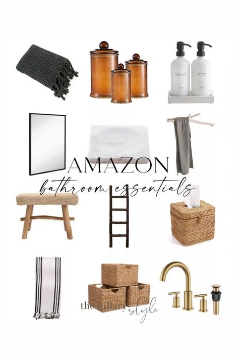 Amazon Bathroom Essentials. Prepare for the holidays with these Amazon new bathroom essentials. Containers. Soap dispensers Bathroom Supplies List, Bathroom Soap Dispenser Ideas, Amazon Bathroom Decor, Wellness Bathroom, Minimal Bathroom Design, Guest Bathroom Essentials, Amazon Kitchen Decor, Southern Charm Decor, Bathroom Dispensers